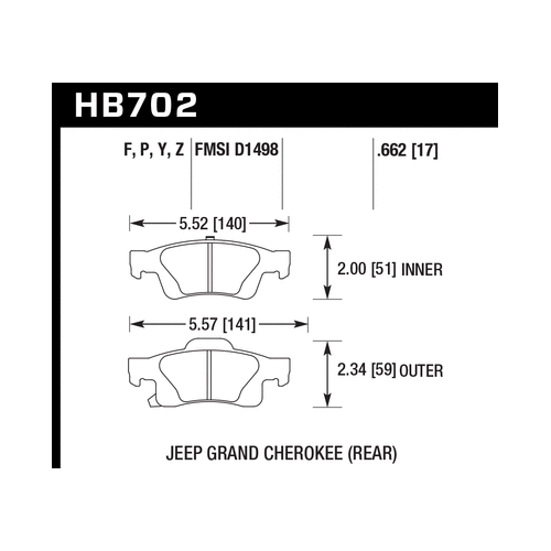 Hawk 11-12 Dodge Durango / 11-12 Jeep Grand Cherokee HPS 5.0 Rear Street Brake Pads