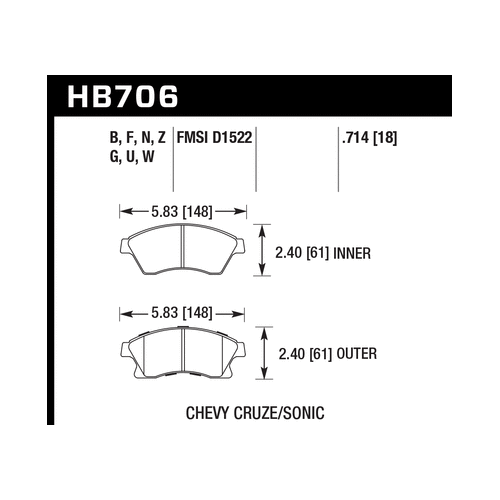 Hawk 11-12 Chevy Cruze Eco/LS/1LT/2LT/LTZ / 12 Sonic LS/LT/LTZ DTC-60 Front Race Brake Pads