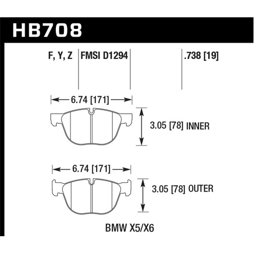 Hawk 07-16 BMW X5 / 08-16 BMW X6 LTS Street Front Brake Pads (HB708Y.738)