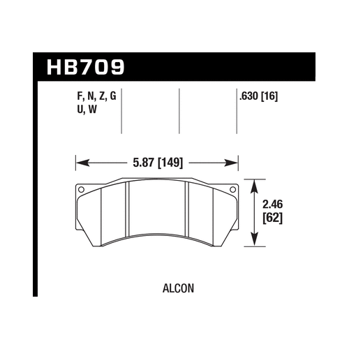 Hawk HPS 5.0 Brake Pads Ferro-Carbon Black Powder Coat 16mm Pad Thickness