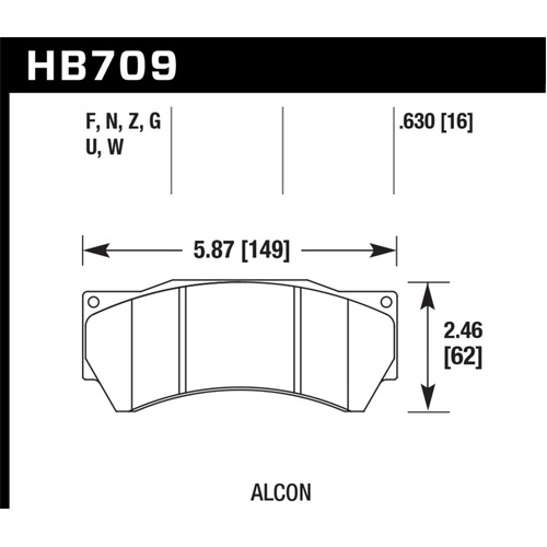 Hawk Performance Alcon Mono 6, Model 4497 DTC-60 Race Brake Pads (HB709G.630)