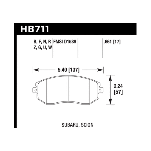 Hawk 13 Subaru BRZ / 13 Scion FR-S HPS Front Street Brake Pads