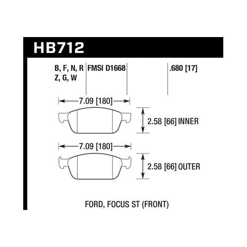 Hawk 13 Ford Focus Street 5.0 Front Brake Pads