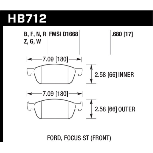 Hawk 13 Ford Focus DTC-60 Front Race Brake Pads (HB712G.680)