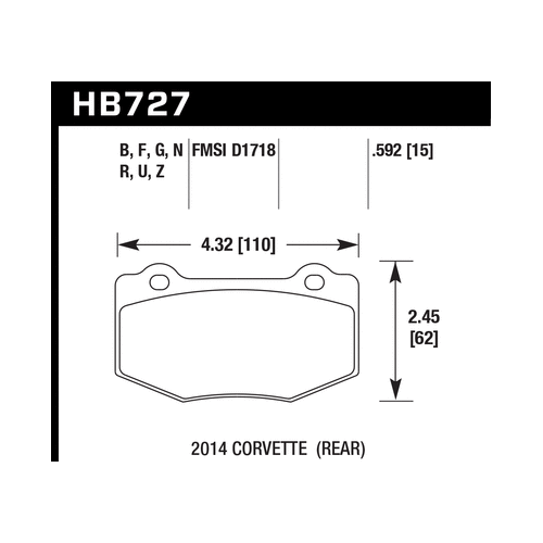 Hawk 2014 Chevrolet Corvette HPS 5.0 Rear Brake Pads