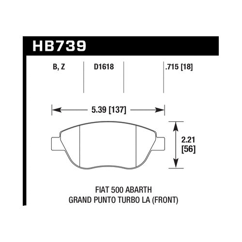 Hawk 2013 Fiat 500 Abarth Front HPS 5.0 Street Brake Pads