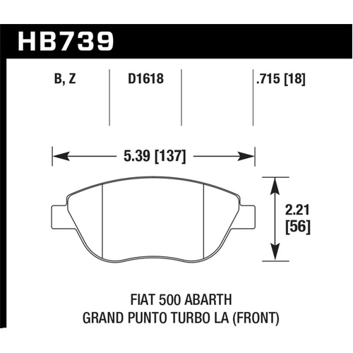 Hawk 2013 Fiat 500 Abarth Front PC Street Brake Pads (HB739Z.715)