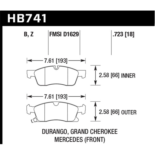 Hawk 13-15 Mercedes-Benz GL350/450 12-15 ML350 2015 ML250 HPS 5.0 Front Brake Pads (HB741B.723)