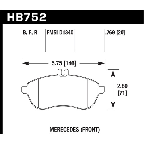 Hawk 12-15 Mercedes-Benz SLK250 / 12-15 Mercedes-Benz C250 HPS 5.0 Front Brake Pads (HB752B.769)