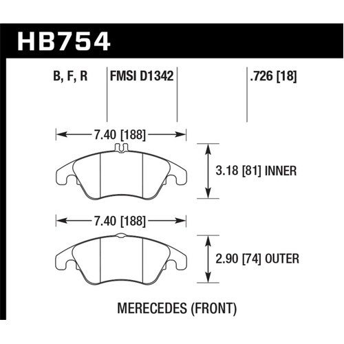 Hawk 10-16 Mercedes-Benz E350 / 12-16 Mercedes-Benz SLK350 HPS Street Front Brake Pads (HB754F.726)