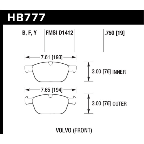 Hawk 10-15 Volvo XC60 / 03-14 Volvo XC90 (w/ 328mm Rotors) HPS 5.0 Street Front Brake Pads (HB777B.750)