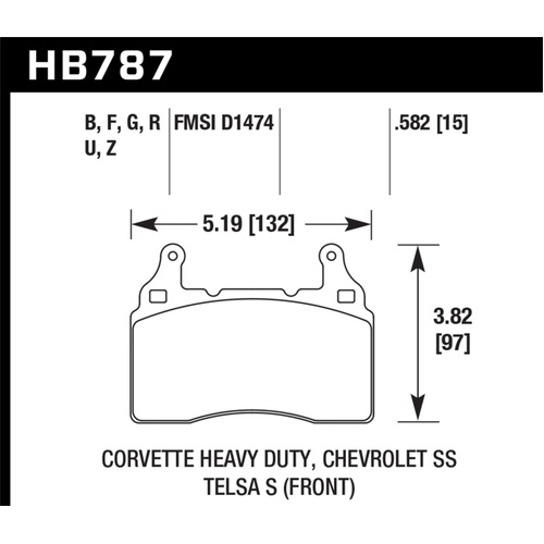 Hawk 14-17 Chevy Corvette / 10-15 Chevy Camaro 6.2L HPS Street Front Brake Pads (HB787F.582)