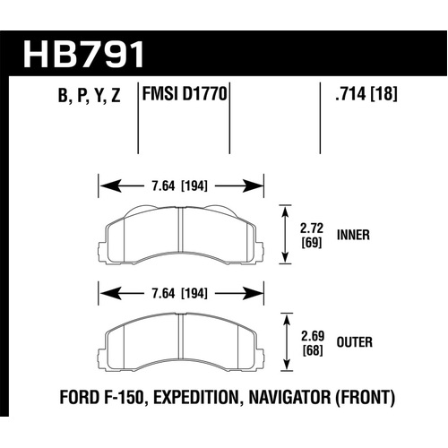 Hawk 14-16 Ford F-150 Front Super Duty Brake Pads (HB791P.714)