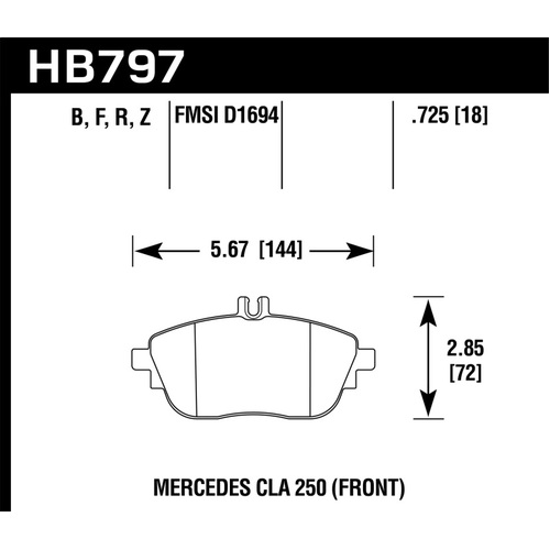 Hawk 17+ Infiniti QX30 Performance Ceramic Street Front Brake Pads (HB797Z.725)