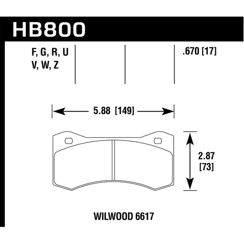 Hawk Wilwood 17mm 6617 Calipers HPS Street Brake Pads (HB800F.670)