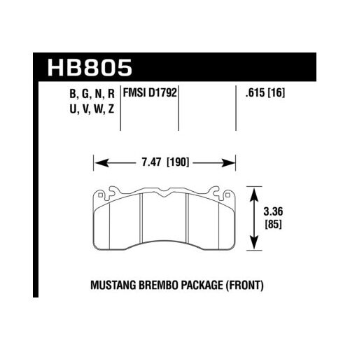 Hawk 15-17 Ford Mustang Brembo Package HPS 5.0 Front Brake Pads