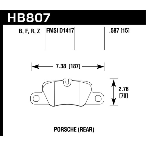 Hawk 2014 Porsche 911 HPS Rear Brake Pads (HB807F.587)