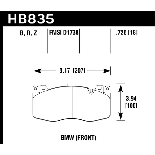 Hawk 15-19 BMW X6 M Performance Ceramic Street Front Brake Pads (HB835Z.726)