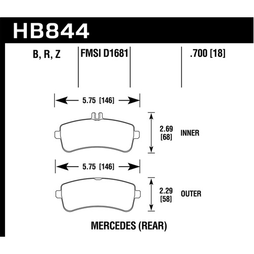 Hawk 13-16 Mercedes SL Class / 14-17 Mercedes S Class HPS 5.0 Rear Brake Pads (HB844B.700)