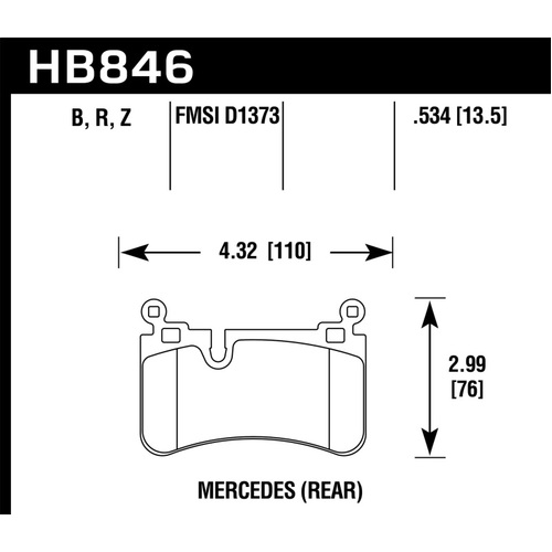 Hawk 08-13 Mercedes C-Class HPS 5.0 Rear Brake Pads (HB846B.534)