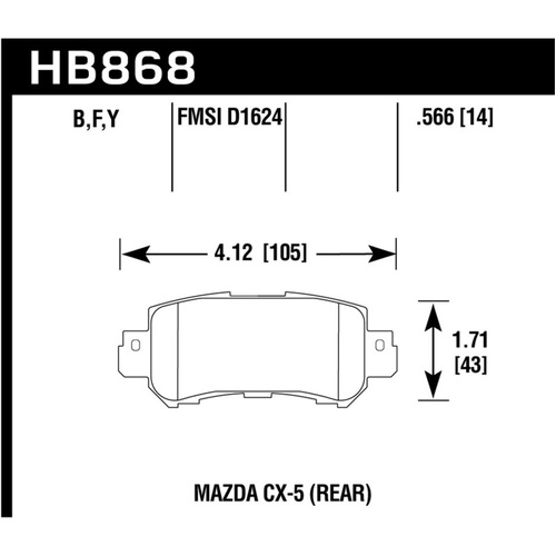 Hawk 16-17 Mazda CX-3 HPS 5.0 Rear Brake Pads (HB868B.566)