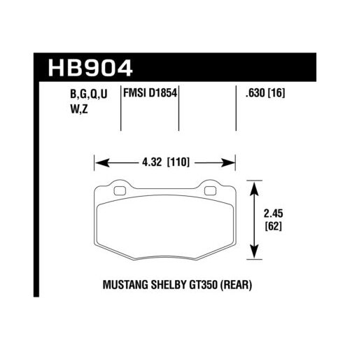 Hawk 16-18 Ford Mustang Shelby GT350/GT350R Performance Ceramic Rear Brake Pads