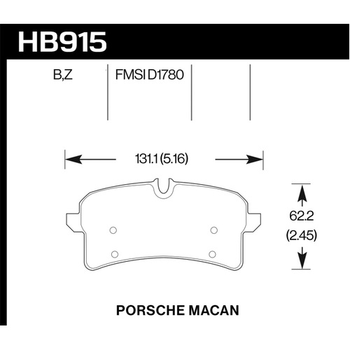 Hawk 15-18 Porsche Macan Performance Ceramic Rear Brake Pads (HB915Z.644)