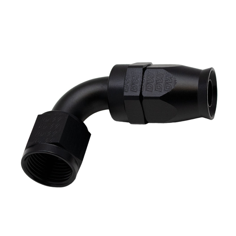 DeatschWerks 10AN Female Swivel 90-Degree Hose End PTFE (Incl Olive Insert) - Anodized Matte Black - 6-02-0860-B