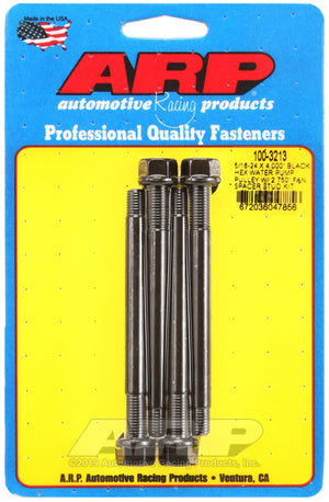 ARP 5/16-24 X 4.000 Black Hex Water Pump Pulley w/ 2.750in Fan Spacer Stud Kit - 100-3213