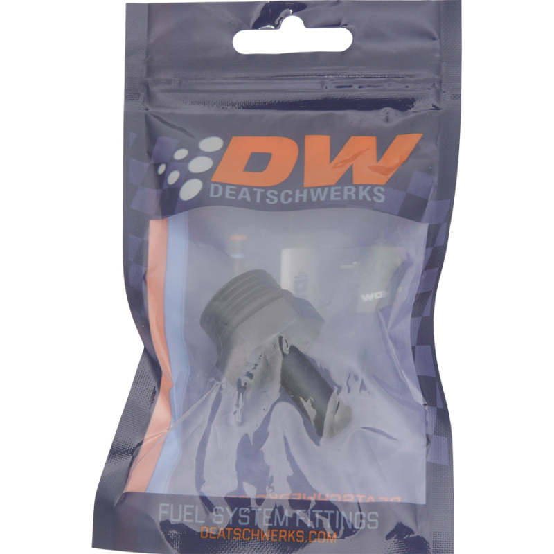 DeatschWerks 10AN ORB Male to 3/8in Male Barb Fitting - Anodized Matte Black - 6-02-0514-B
