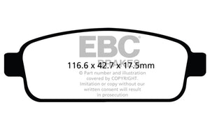 EBC 13+ Buick Encore 1.4 Turbo Ultimax2 Rear Brake Pads - UD1468