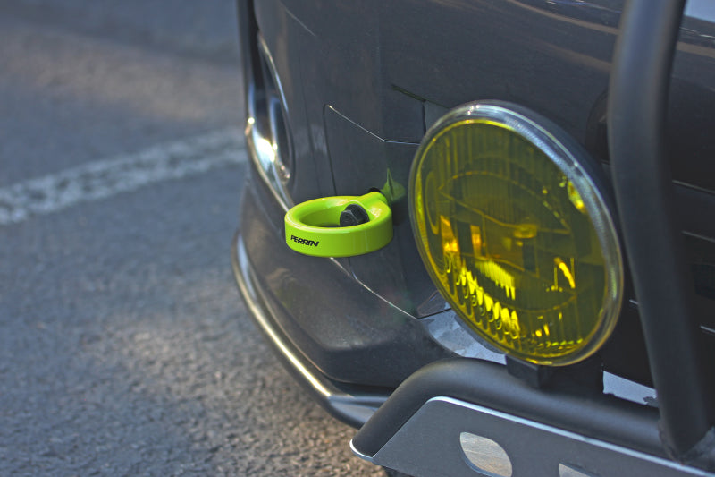 PERRIN 08-14 Subaru WRX & STI / 08-11 Impreza / 05-09 Legacy Tow Hook Kit (Front) - Neon Yellow - PSP-BDY-231NY