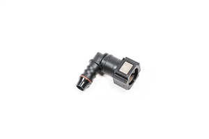 Radium 5/16" SAE Female EFI Quick Connect to 3/8" Barb 90 Degree Fitting (9.5mm)