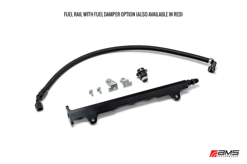 AMS Performance 08-15 Mitsubishi EVO X CNC Machined Aluminum Fuel Rail w/Pulsation Dampener - Black - AMS.04.07.0006-2