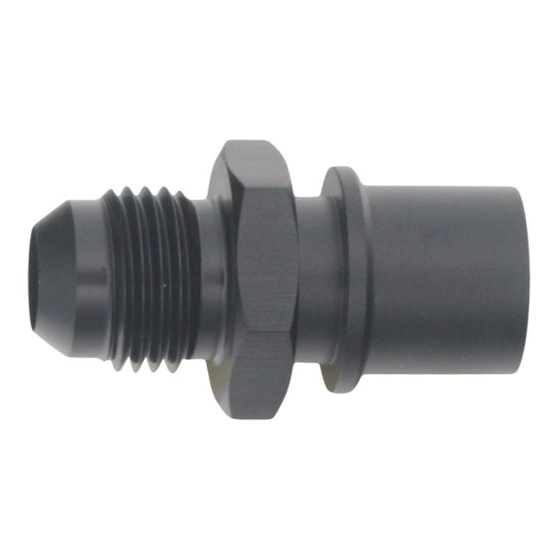 DeatschWerks 6AN Male Flare to Toyota Module Quick Connect - Anodized Matte Black - 6-02-0127-B