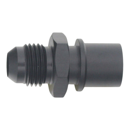 DeatschWerks 6AN Male Flare to Toyota Module Quick Connect - Anodized Matte Black - 6-02-0127-B