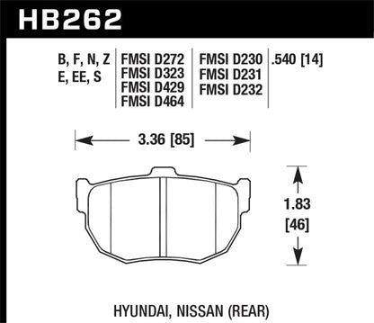 Hawk 89-97 Nissan 240SX SE Blue 9012 Race Rear Brake Pads - HB262E.540
