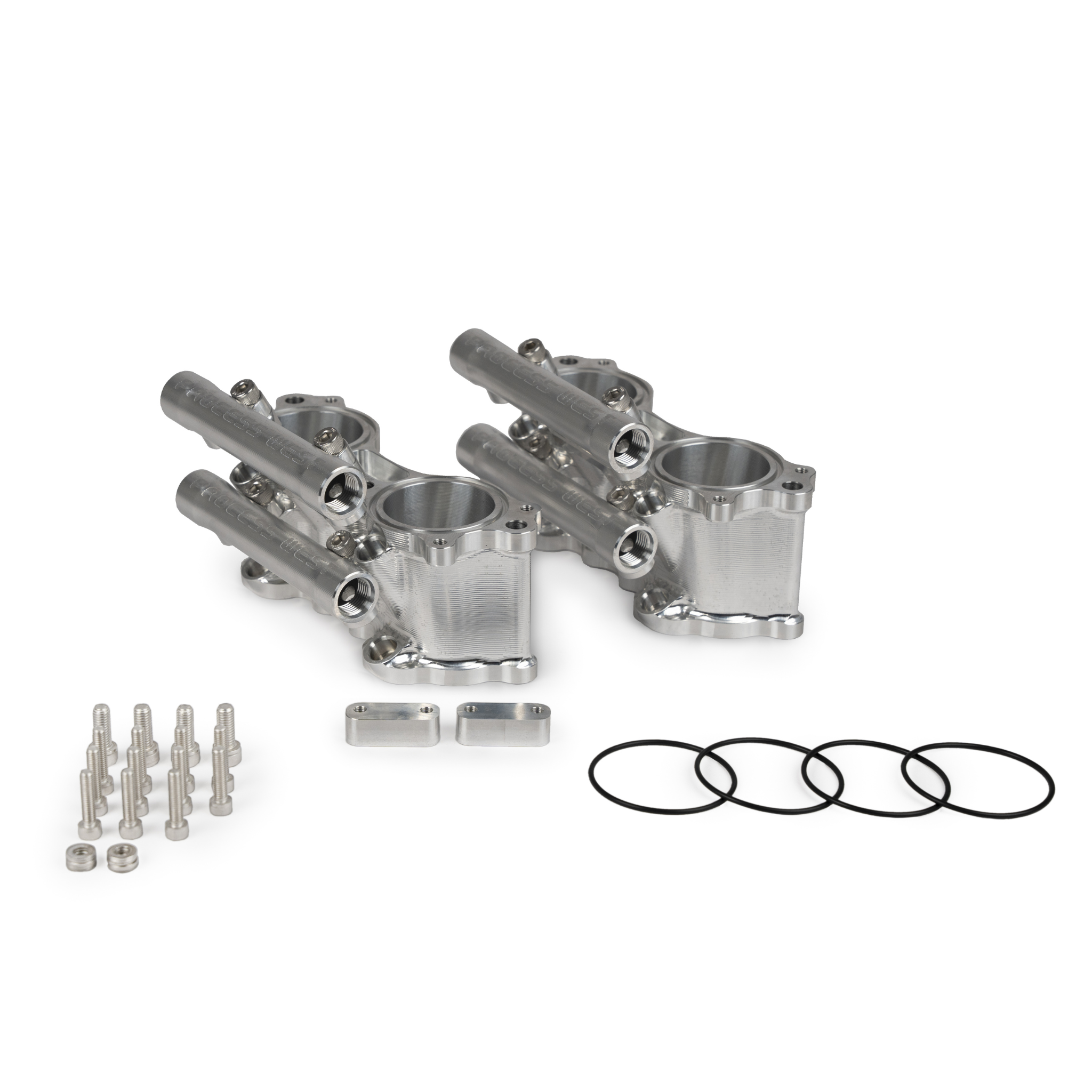 Process West Dual Fuel Rail Billet Tumbler Delete Kit - Subaru 01-07 WRX/STI & 08-21 STI - Silver