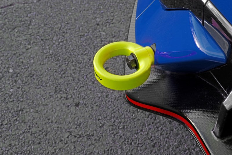 PERRIN 17-21 Honda Civic Si/Type R/Touring/Hatchback Tow Hook Kit Rear - Neon Yellow - PHP-BDY-251NY