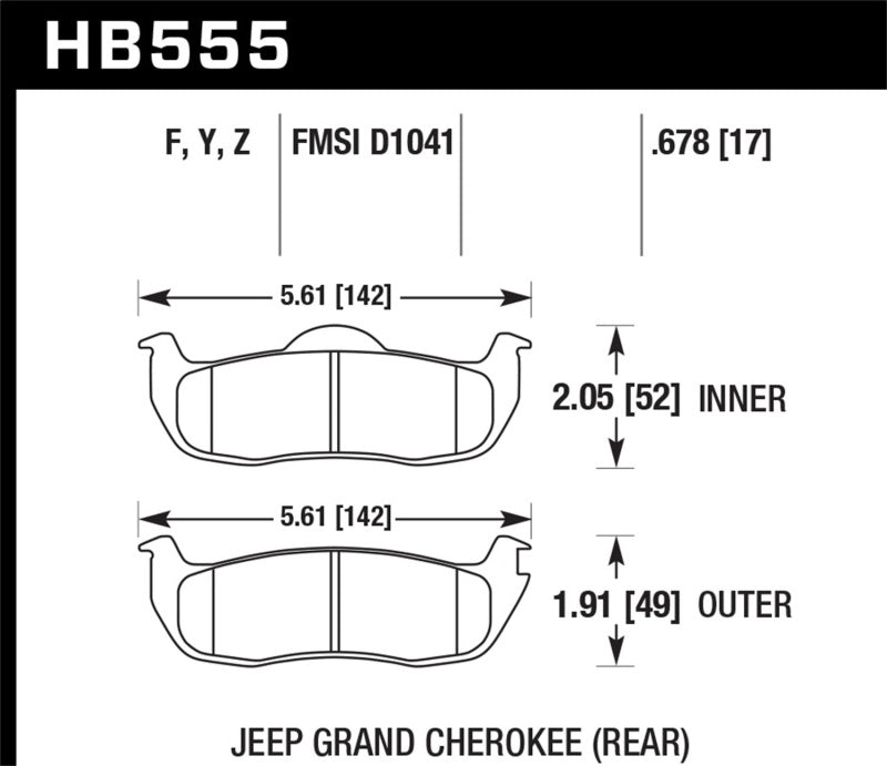 Hawk 06-10 Jeep Commander / 05-10 Grand Cherokee / 05-10 Armada / 04 Pathfinder / 04-10 Tital 5.6L / - HB555F.678