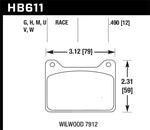 Hawk Willwood 7912 DTC-70 Race Brake Pads - HB611U.490