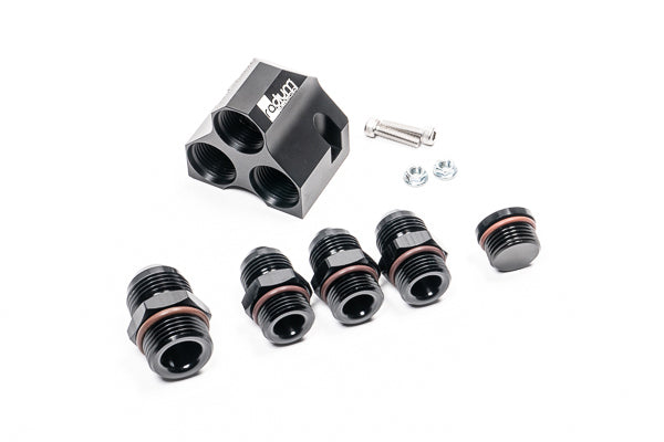 Radium Distribution Block 3 x 10AN ORB to 1 x 12AN ORB w/Fittings - Revzone