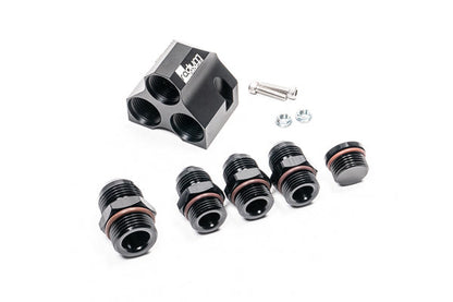 Radium Distribution Block 3 x 10AN ORB to 1 x 12AN ORB w/Fittings  - Radium Engineering | Coore Australia