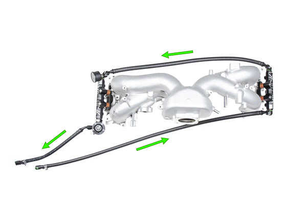 Radium Series Fuel Rail Plumbing Kit, DMR RA Regulator, Subaru WRX / STI / FXT / LGT (EJ20 / EJ25) - Revzone
