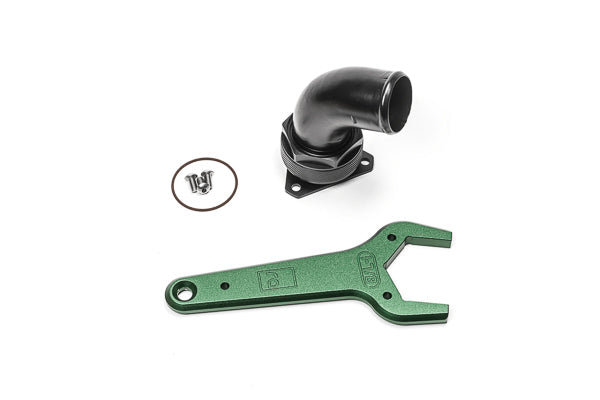 Radium Engineering FCST-X 3-Bolt Remote Mount Fill Neck - 24AN Elbow with 1.5" Barb - Revzone