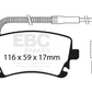 EBC 78-83 Mazda RX7 2.3 (1.1 Rotary)(Rear Drums) Ultimax2 Front Brake Pads - UD076