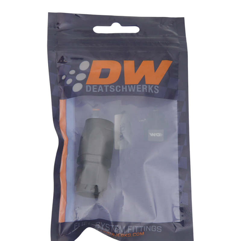 DeatschWerks 6AN Female Swivel Strait Hose End CPE - Anodized Matte Black - 6-02-0801-B