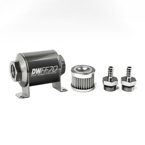 DeatschWerks Stainless Steel 5/16in 5 Micron Universal Inline Fuel Filter Housing Kit (70mm) - 8-03-070-005K-516
