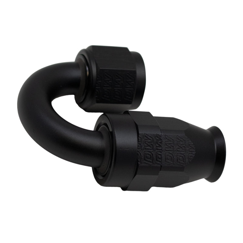DeatschWerks 8AN Female Swivel 180-Degree Hose End PTFE (Incl Olive Insert) - Anodized Matte Black - 6-02-0857-B