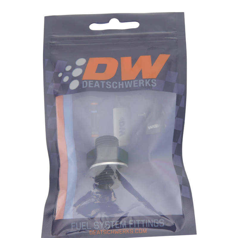 DeatschWerks 6AN ORB Male to M16 X 1.5 Metric Male (Incl O-Ring and Washer) - Anodized Matte Black - 6-02-0604-B